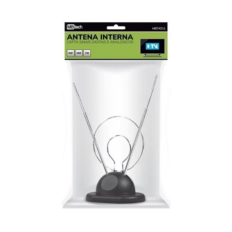 Antena Interna para TV VHF UHF FM MB54211 MBTech Cabo 1.5m