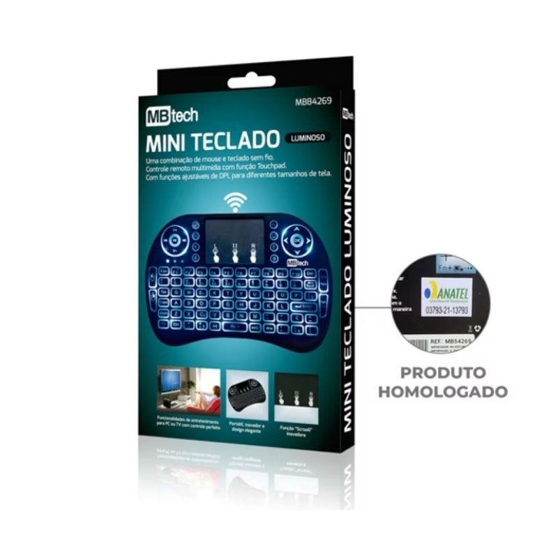 Mini Teclado Luminoso LED Sem Fio Wireless GB54269 MBTech - Cores Sortidas