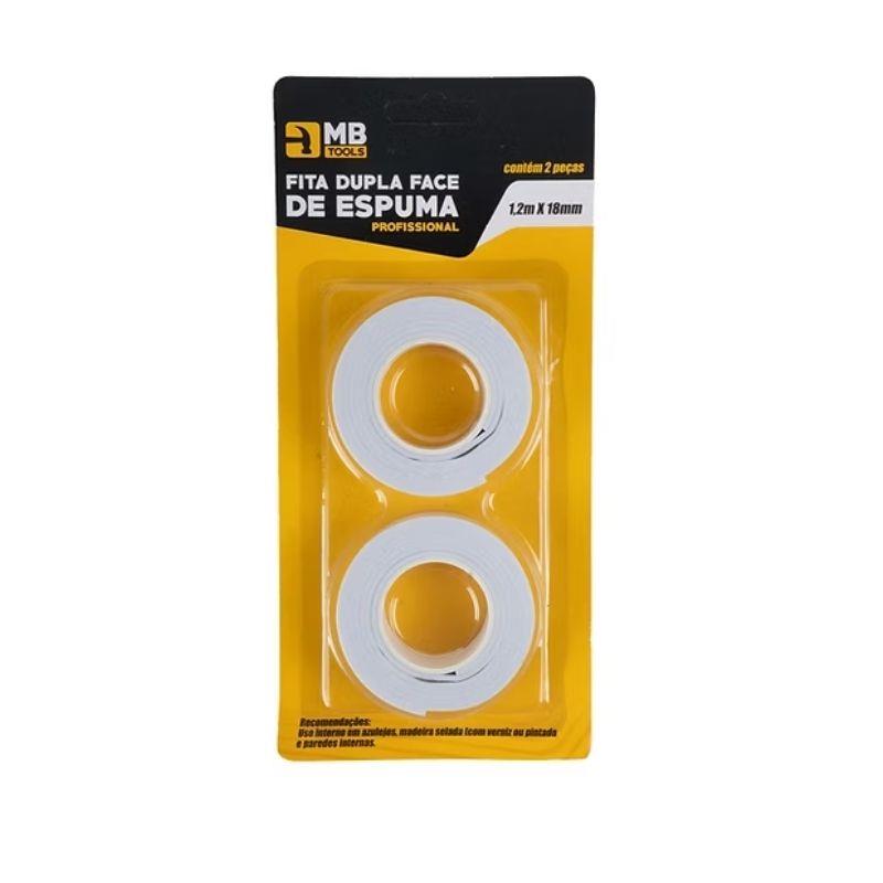 Fita Dupla Face Espuma Profissional GB59130 MB Tools 1.2m x 18mm - 2 Unidades