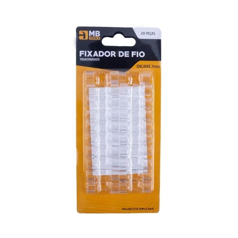 2 Cartelas Kit 20 Fixador de Fio Transparente Encaixe GB59246 MB Tools 7mm
