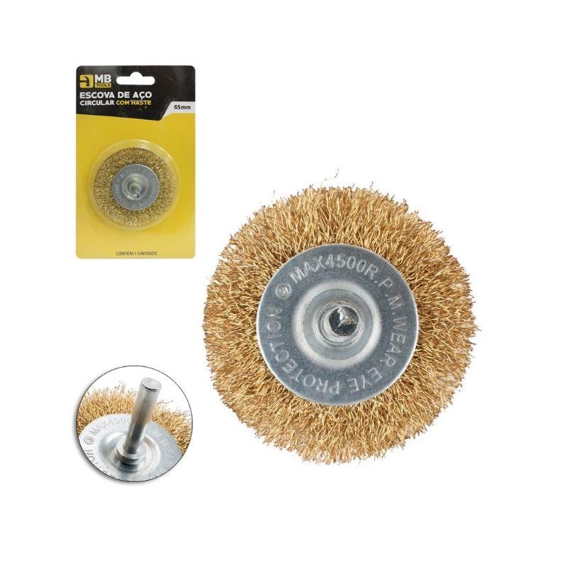 Escova de Aço Circular Ondulada com Haste 2½
