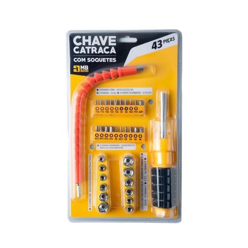 Conjunto Chave Catraca com Soquete GB59192 MB Tools - 43 Peças