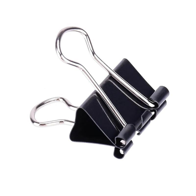 Kit 12 Clipes Prendendor de Metal Binder 51mm Preto - 12 Unidades
