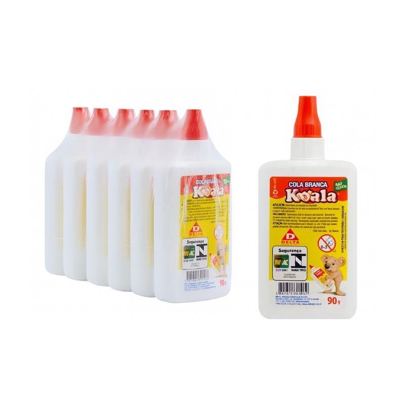 Kit 6 Colas Escolar Branca Koala Delta 90g - 6 Unidades