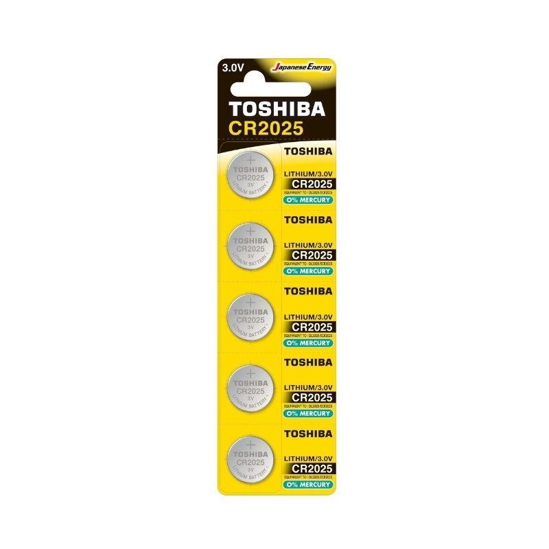 Cartela Pilha Bateria 3V CR2025 Toshiba - 5 Unidades