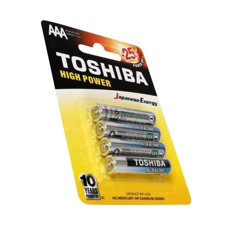 Cartela Pilha Alcalina 1.5V AAA LR03GCP Toshiba - 4 Unidades