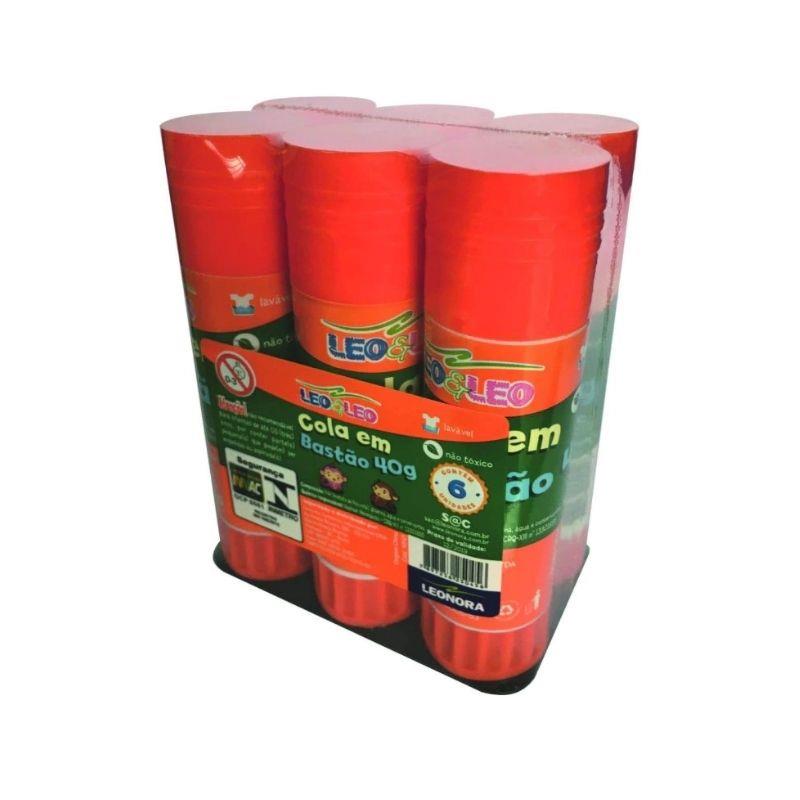 Kit 6 Colas em Bastão Escolar Leo&Leo 40g - 6 Unidades