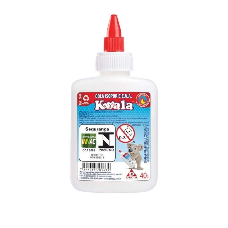 Kit 6 Colas para Isopor e EVA Transparente Escolar Koala Dela 40g - 6 Unidades