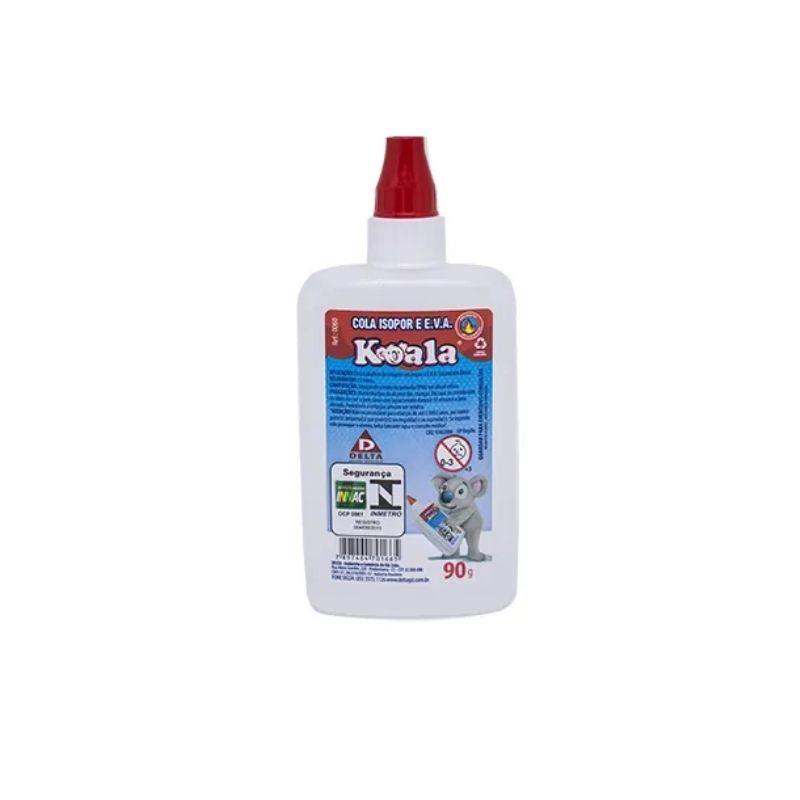 Kit 6 Colas para Isopor e EVA Transparente Escolar Koala Dela 90g - 6 Unidades