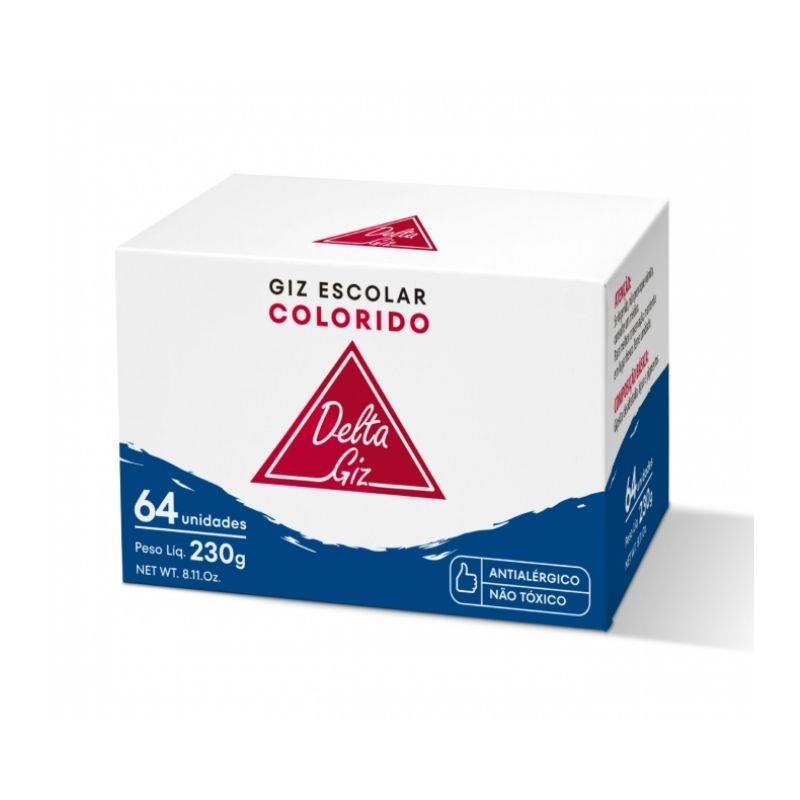 Giz Escolar Colorido 0004 Delta - 64 Unidades