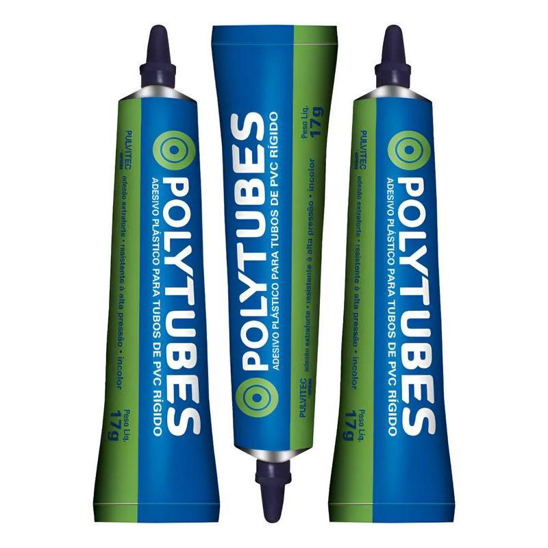 Kit 3 Colas Adesivo Plástico PVC Rígido Polytubes Pulvitec 17g