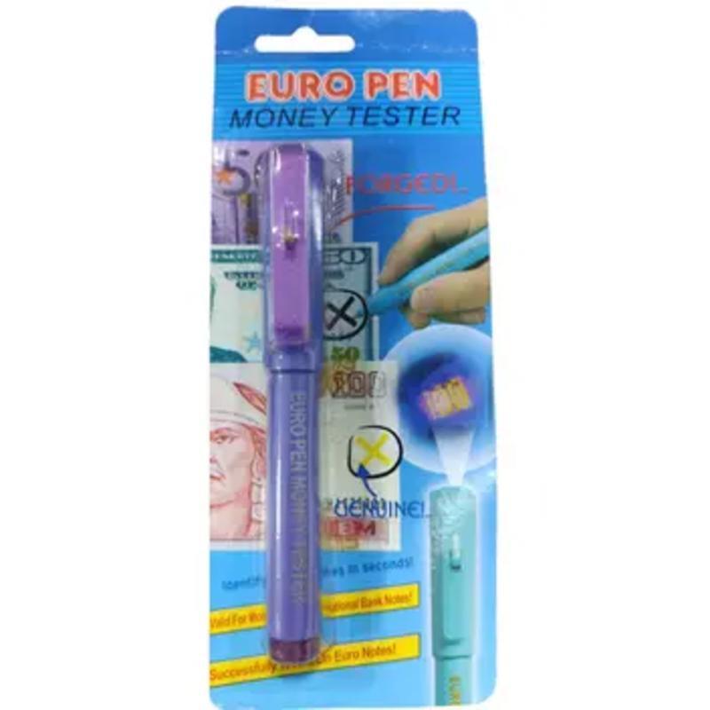 Kit 5 Canetas Testadoras Notas Falsas Dinheiro Euro Pen Money Tester Roxa