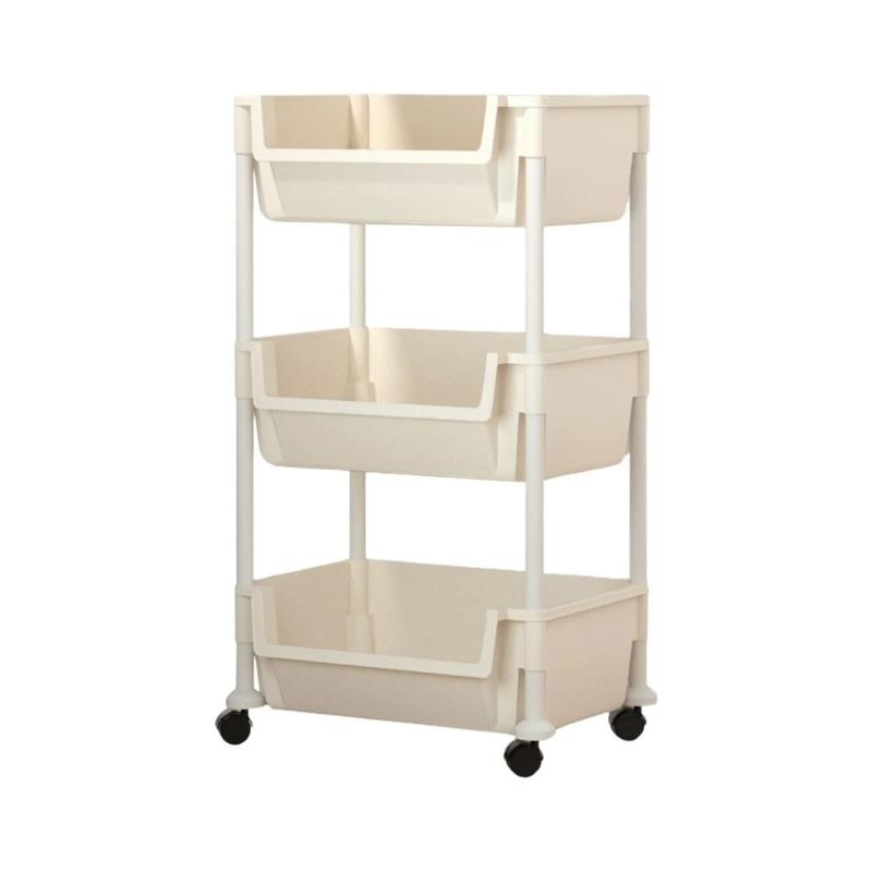 Carrinho Organizador Multiuso Plástico com Rodinhas 3 Prateleiras - Branco