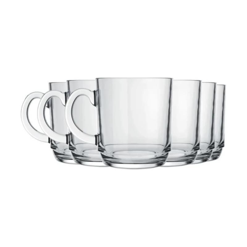 Kit 6 Canecas Vidro Liso Aspen Nix 220ml - 6 Unidades