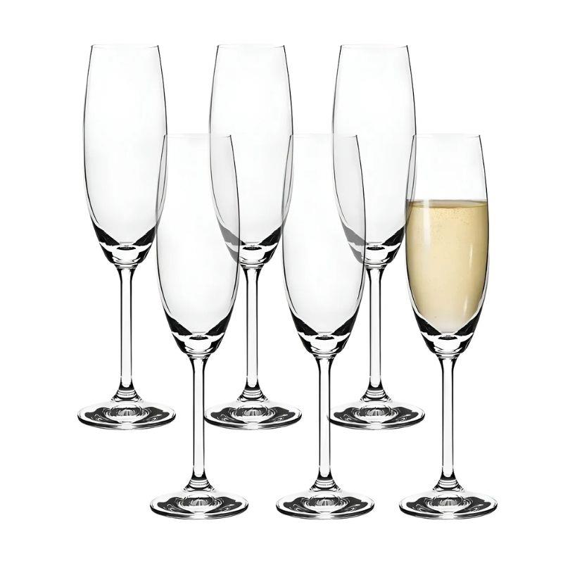 Kit 6 Taças para Champanhe Cristal Bohemia 220ml - 6 Unidades