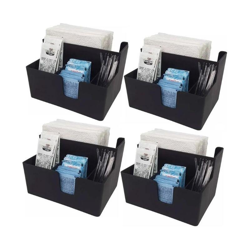 Kit 4 Porta Guardanapo e Sachês Casual Coza Preto - 4 Unidades