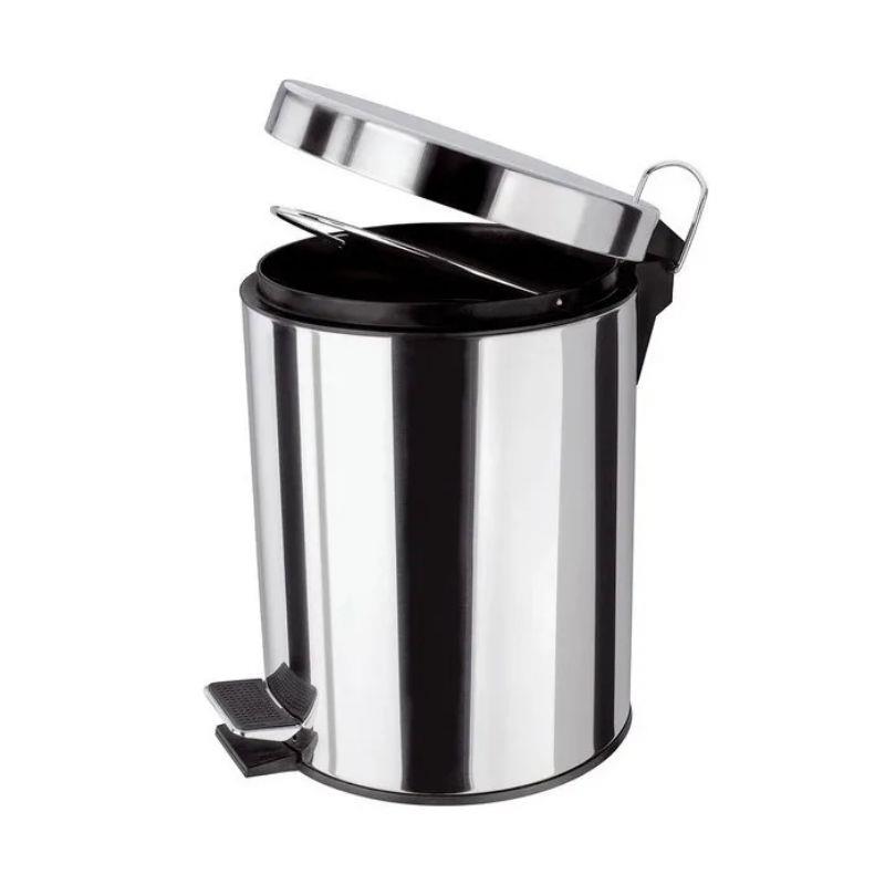 Lixeira Inox com Pedal 5l com Alça e Balde Removível