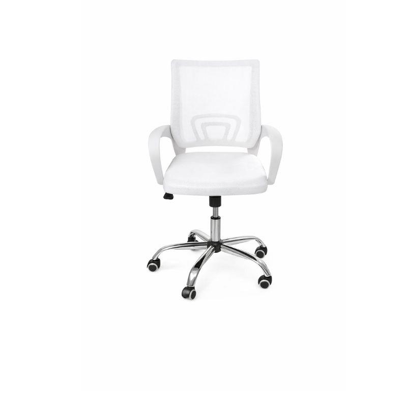 Cadeira Escritório Regulável Giratório com Suporte Tela Mesh Branco