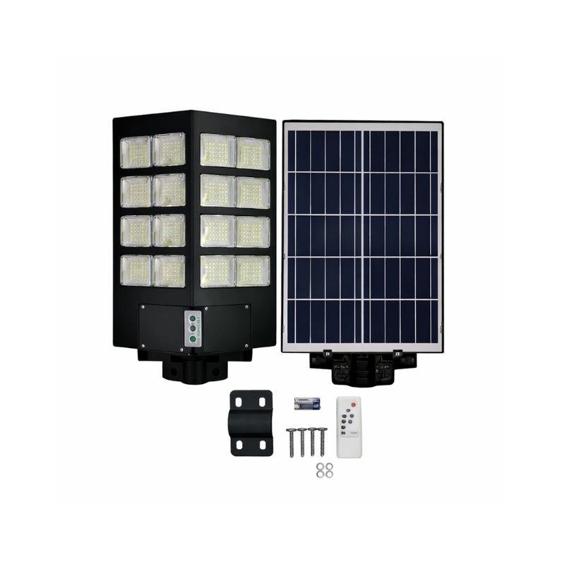 Luminária Poste Pública Refletor Solar Controle Led 800W Jortan Preto