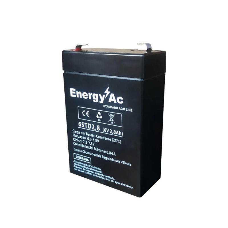 Bateria Selada AGM 6V 2.8Ah Luz de Emergência, Balanças, Alarmes 6STD2.8 Fortim