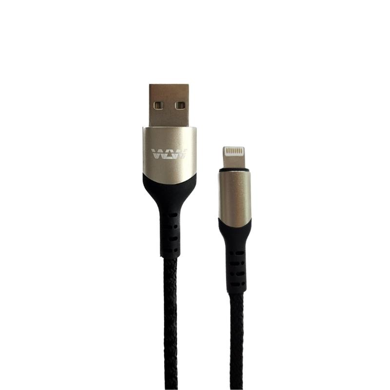 Cabo Malha USB A x Lightning 1m - Preto