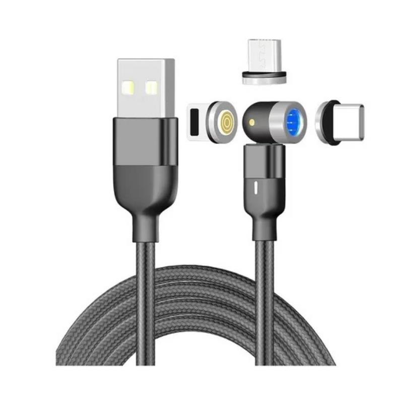 Cabo USB x 3 em 1  - Tipo C, Micro USB V8 e Lightning 2m - Cinza