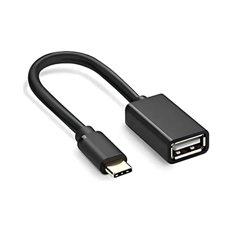 Cabo OTG USB 2.0 Fêmea x Tipo C Macho 10cm - Preto