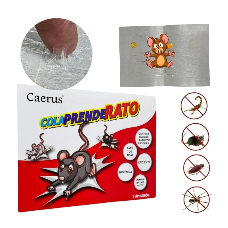 Kit 5 Ratoeiras Adesivas Cola Prende Rato e Baratas Caerus - 5 Unidades