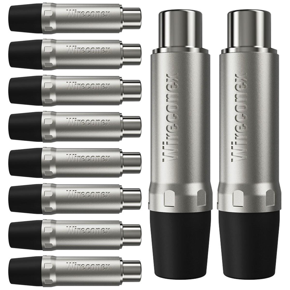 Plug Rca Femea Nickel Preto 10 Un Wireconex
