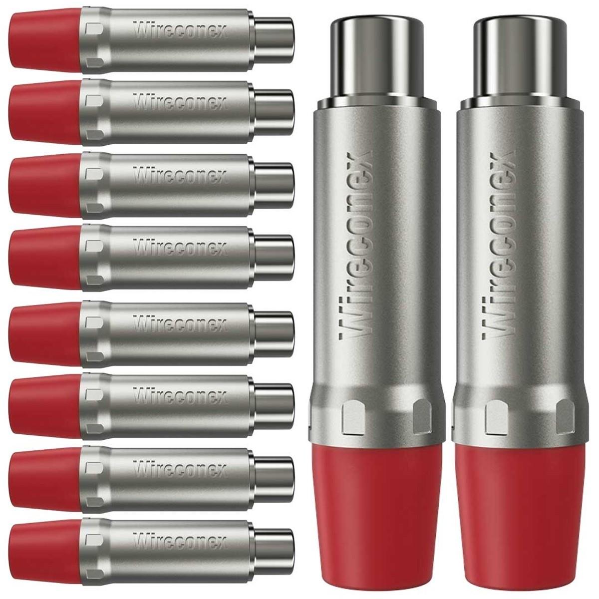 Plug Rca Femea Nickel Vermelho 10 Un Wireconex