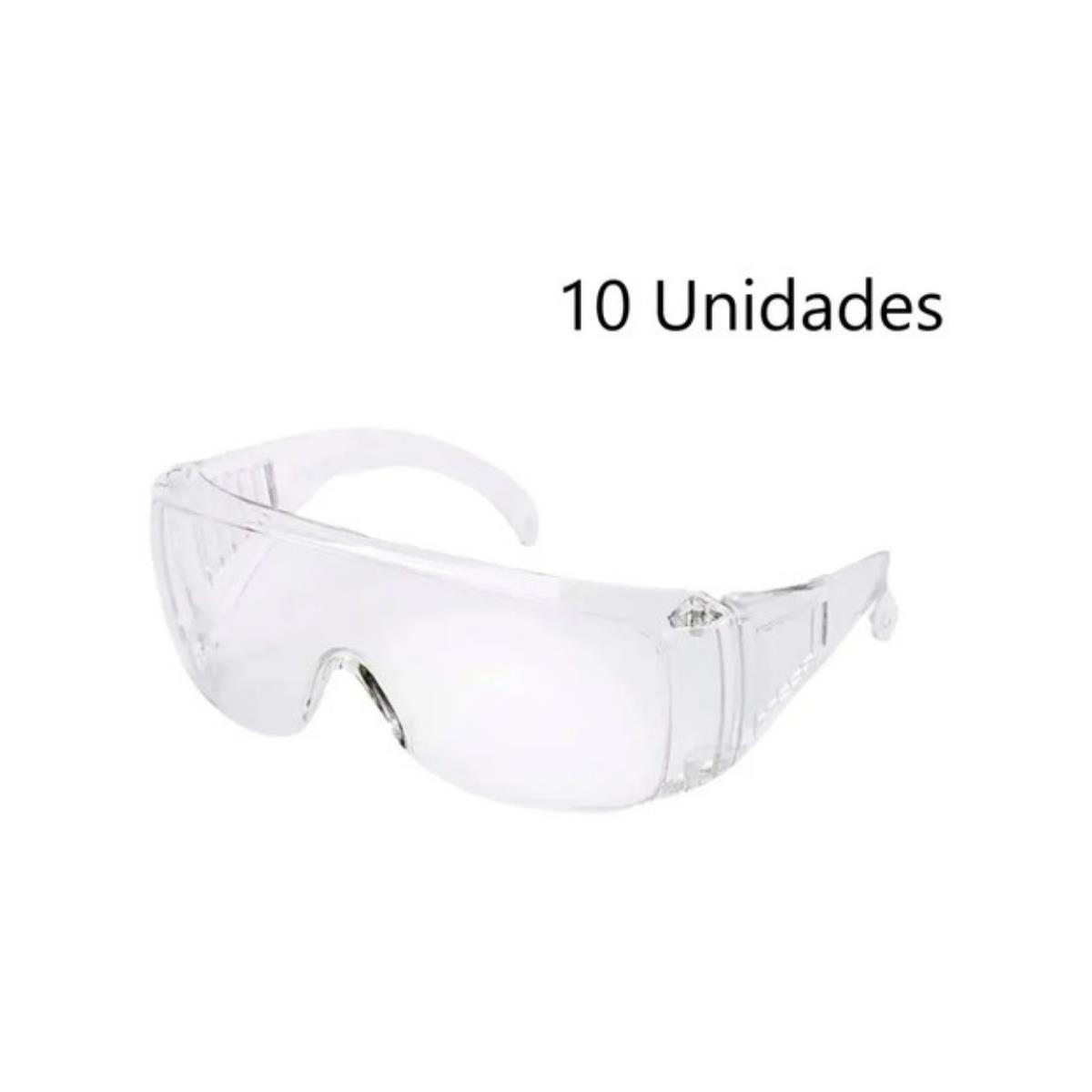 10 óculos Proteção Epi Segurança Sobrepor Incolor Anti Risco - UN / 10