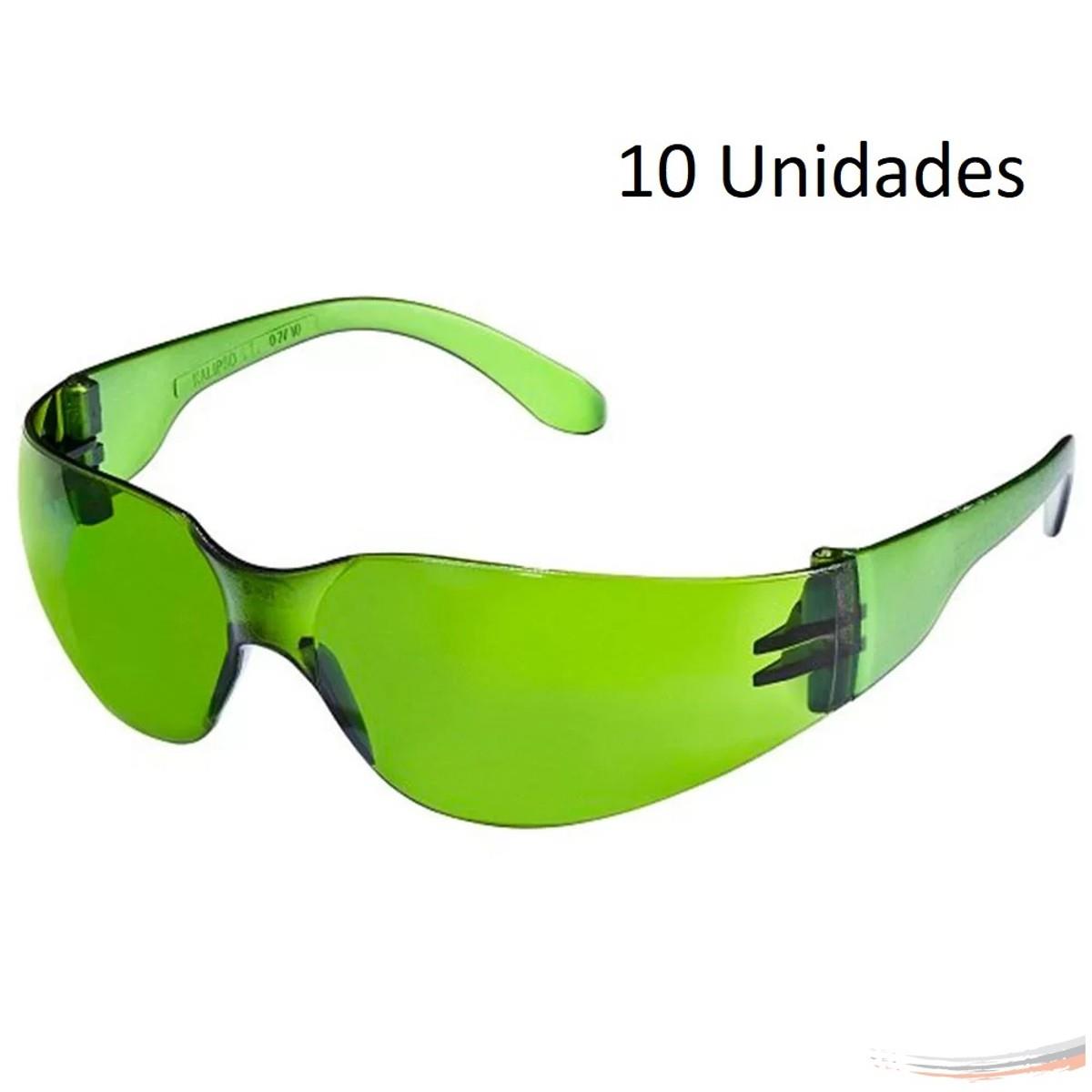 Kit 10 óculos Segurança Epi Croma Verde Proteção Trabalho - UN / 10