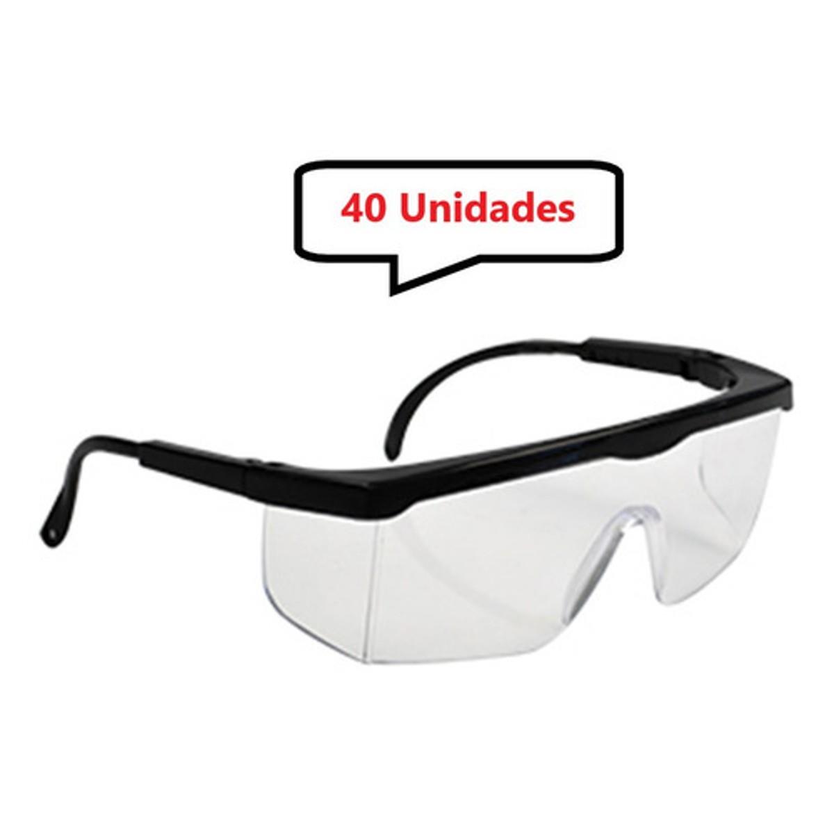Kit 40 óculos Protetor Epi Regulagem Resistente Incolor Ca - UN / 40