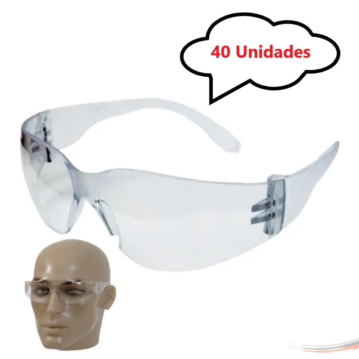 Kit 40 óculos Segurança Epi Croma Incolor Proteção Trabalho - UN / 40