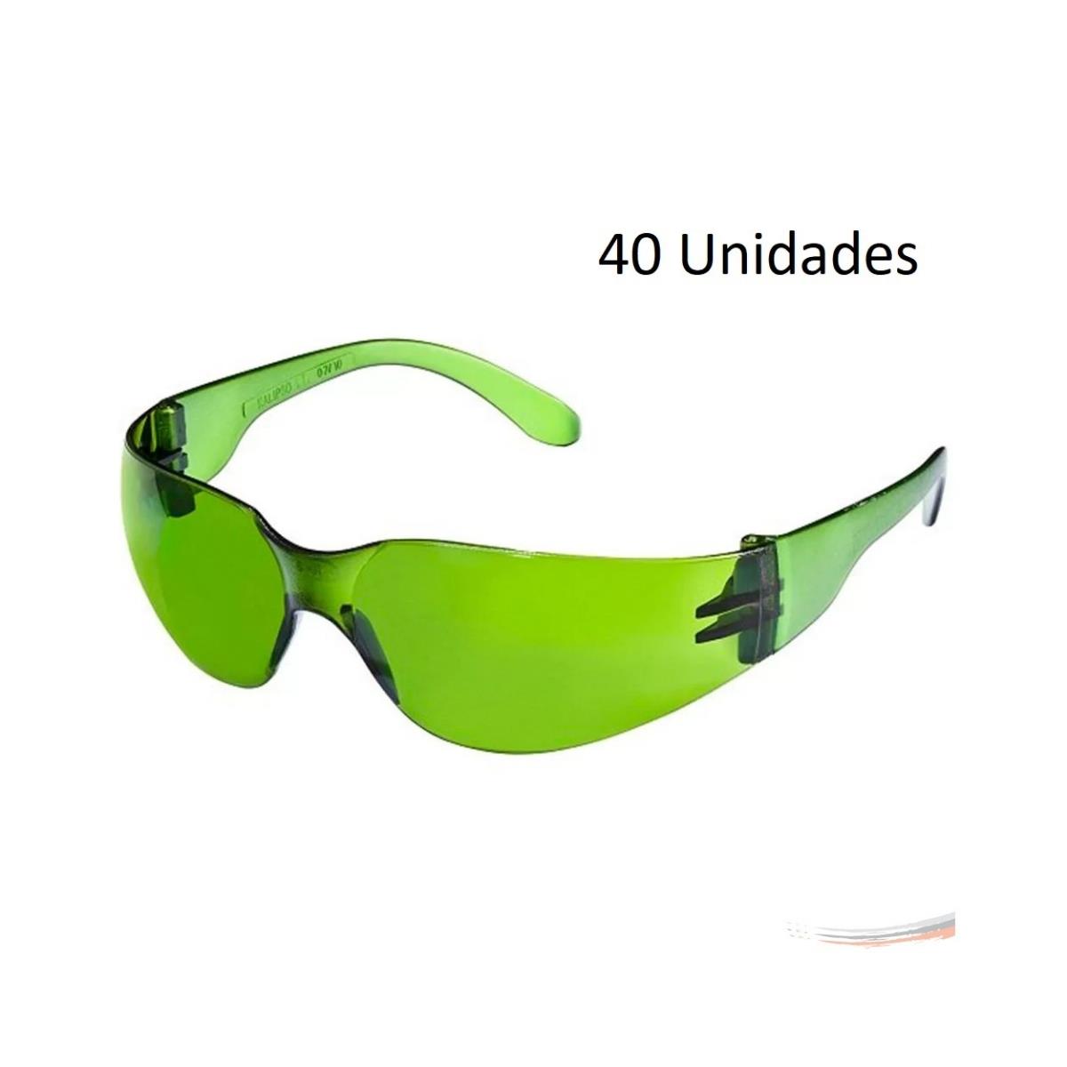 Kit 40 óculos Segurança Epi Croma Verde Proteção Trabalho - UN / 40