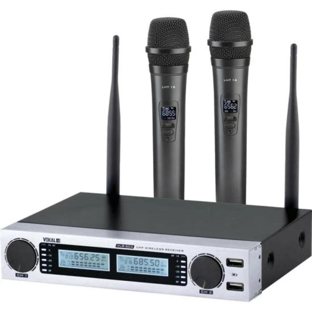 Microfone Sem Fio Duplo VLR502 Plus Vokal