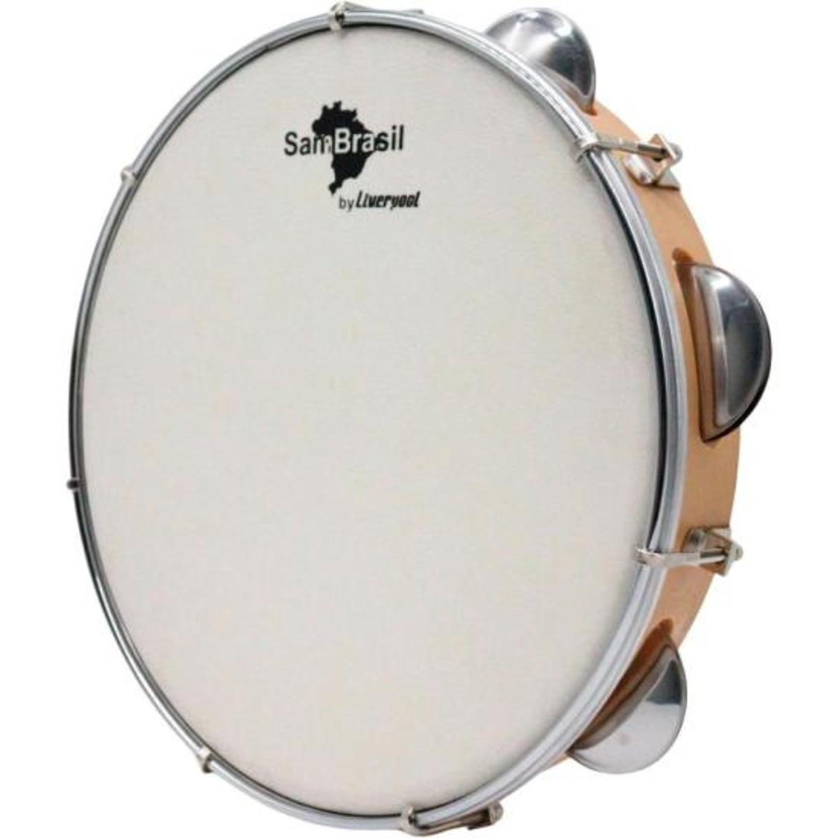 Pandeiro 10” Premium Pele Branca SamBrasil Liverpool Amarelo