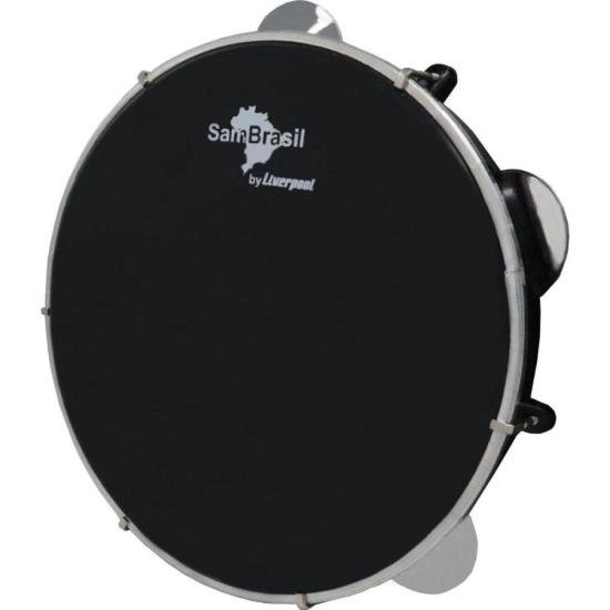 Pandeiro 10” Premium Pele Preta SamBrasil Liverpool Preto