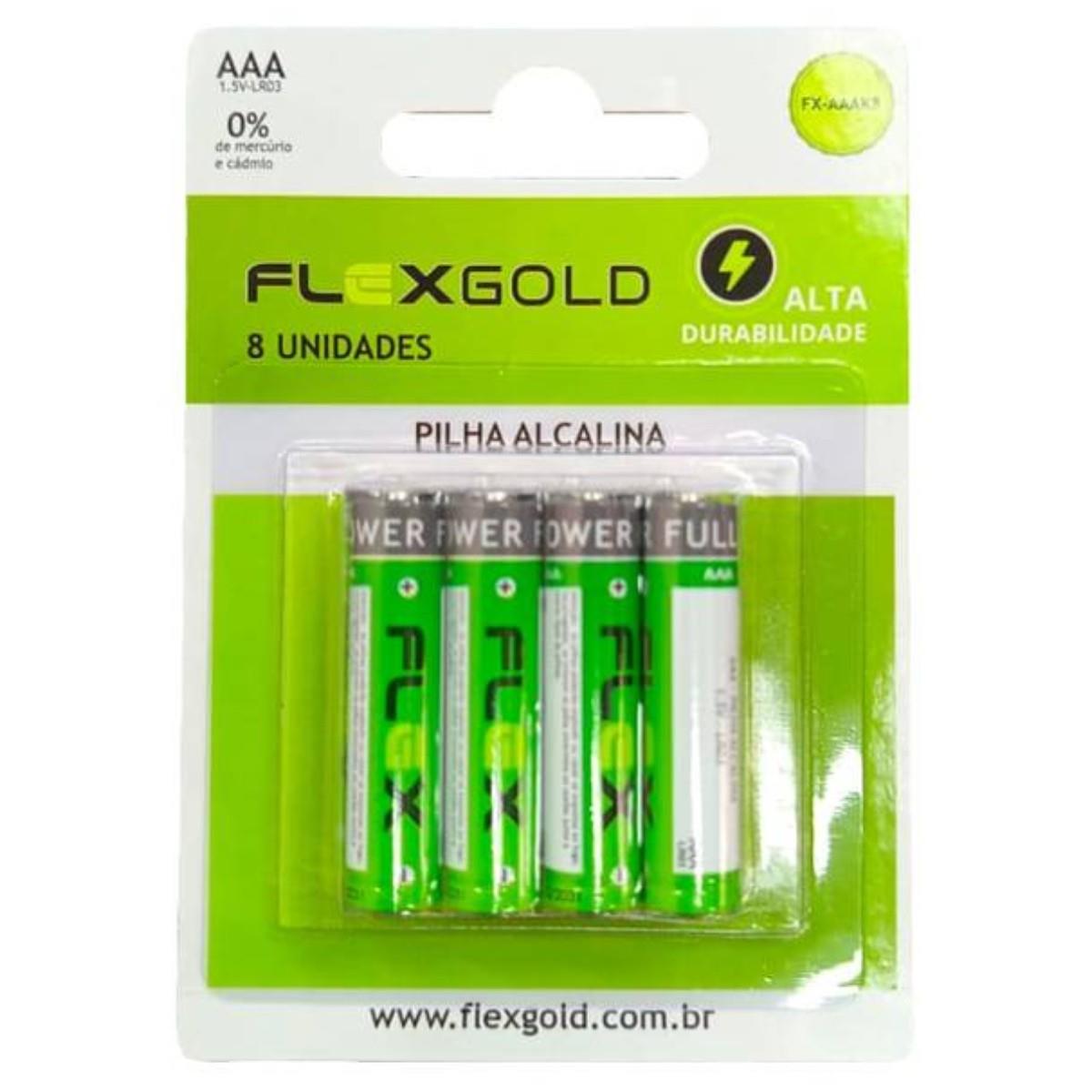 Pilha Aaa Alcalina Cartela Com 8 Unidades Flex