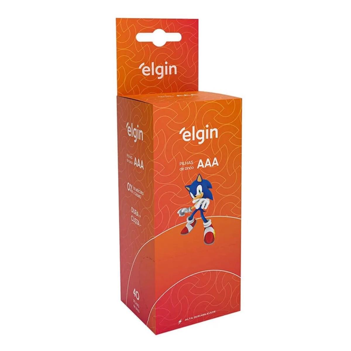 Pilha Zinco Aaa Tubo 40 Unidades Elgin R03
