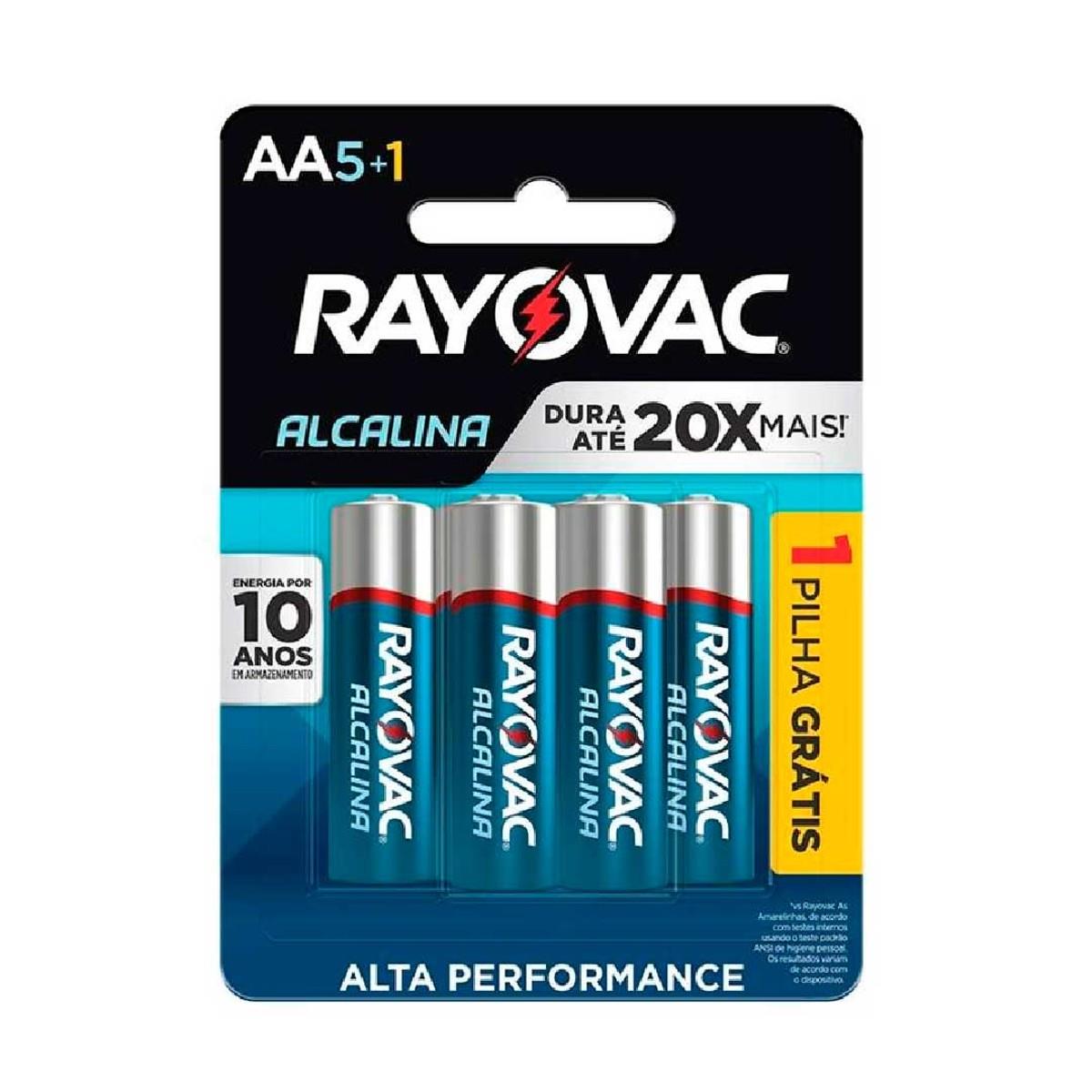 Pilha Alcalina Aa6 Rayovac Cartela Com 06 Unidades