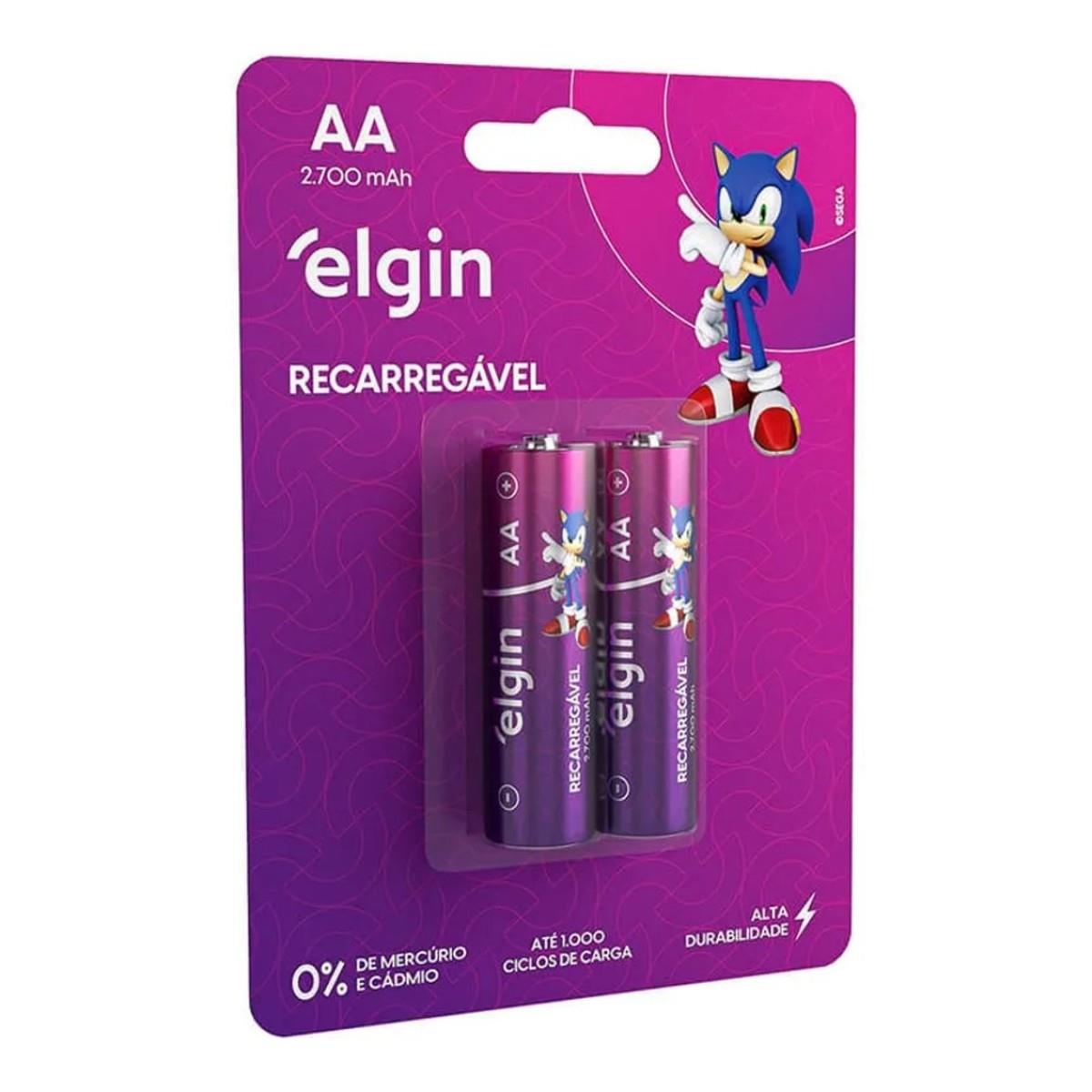 Pilha Recarregável Aa Elgin 2700mah Cartela Com 02 Unidades