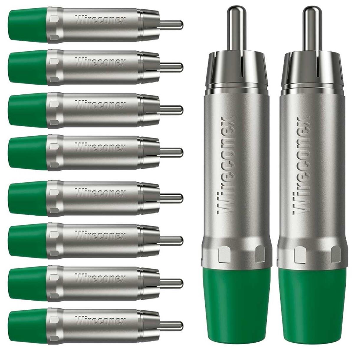 Plug Rca Macho Nickel Verde 10 Un Wireconex