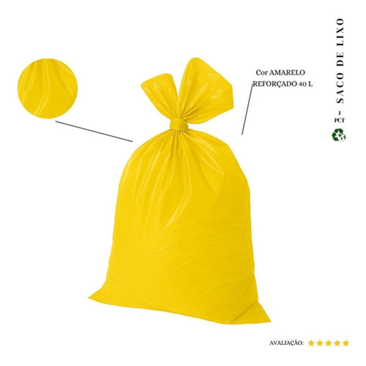 Saco De Lixo 40l Reforçado Amarelo 20 Und