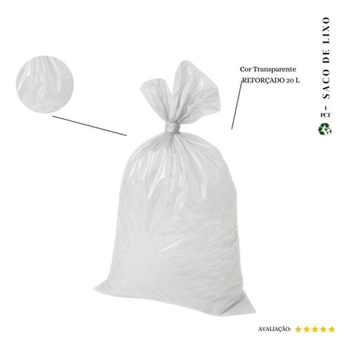 Saco De Lixo 20l Reforçado Transparente  100 Und
