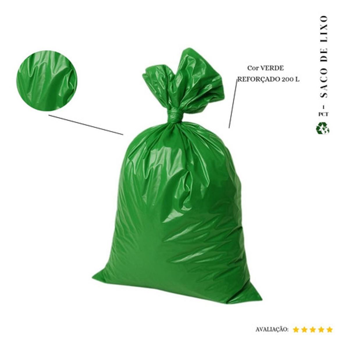 Saco De Lixo 200l Reforçado Verde 50 Und