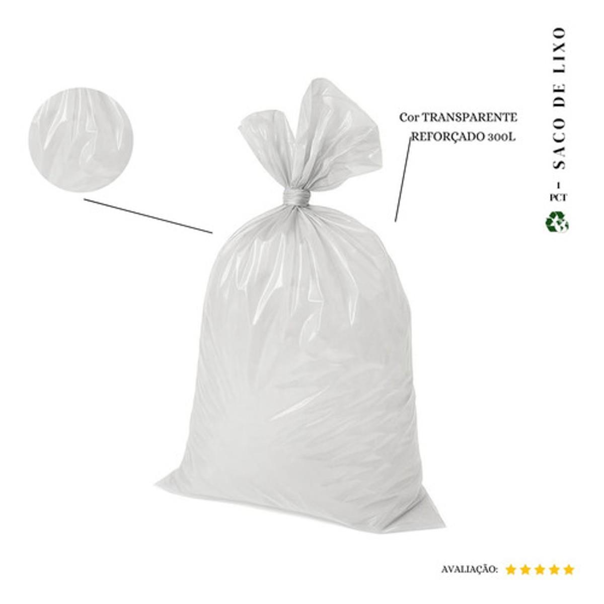 Saco De Lixo 300l Reforçado Transparente 20 Und