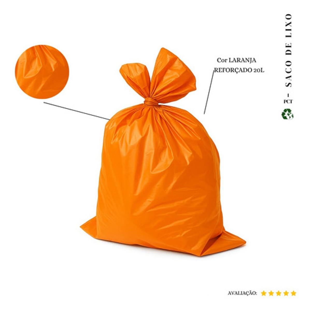 Saco De Lixo 20l Reforçado Laranja 100 Und