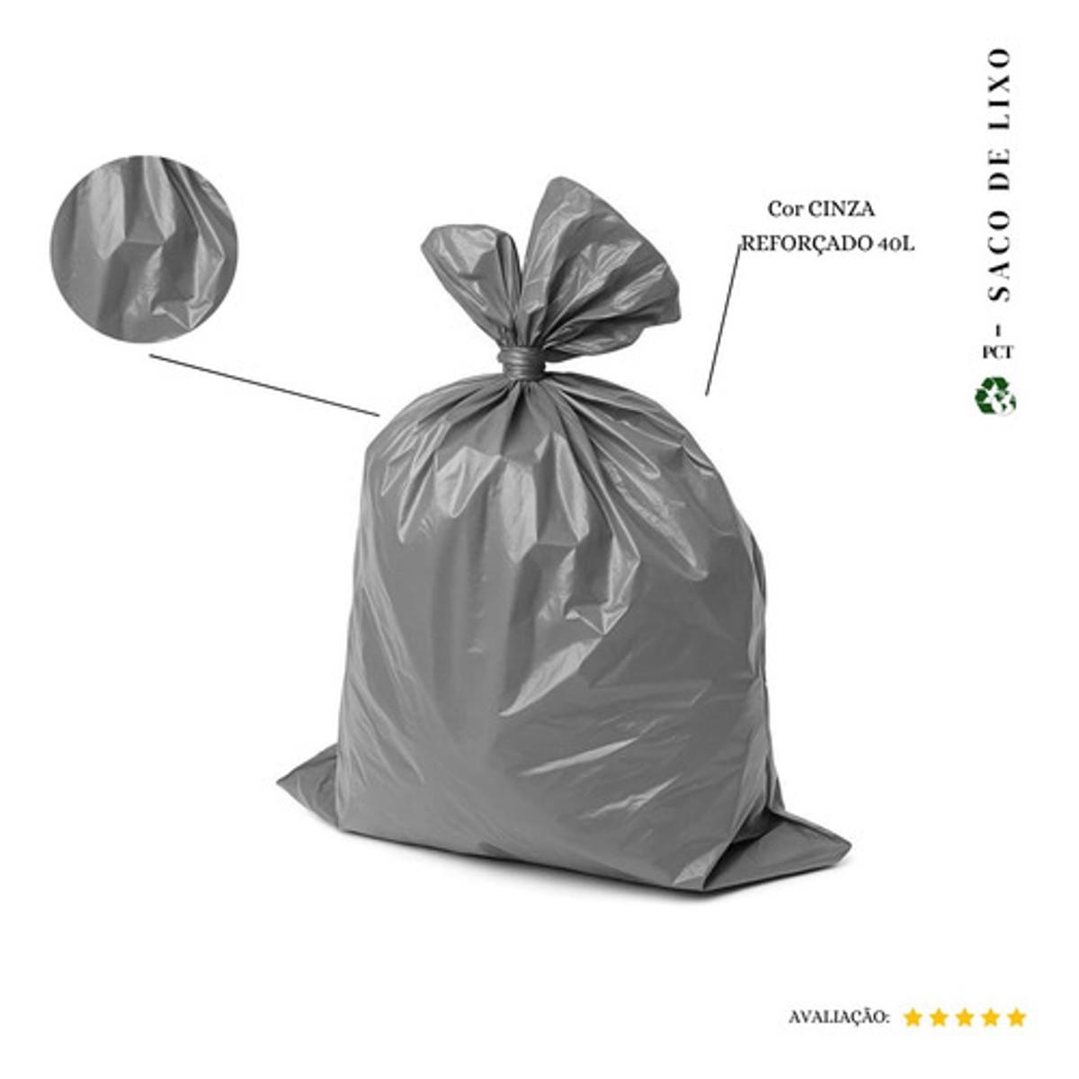 Saco De Lixo 40 L Reforçado Cinza 50 Und