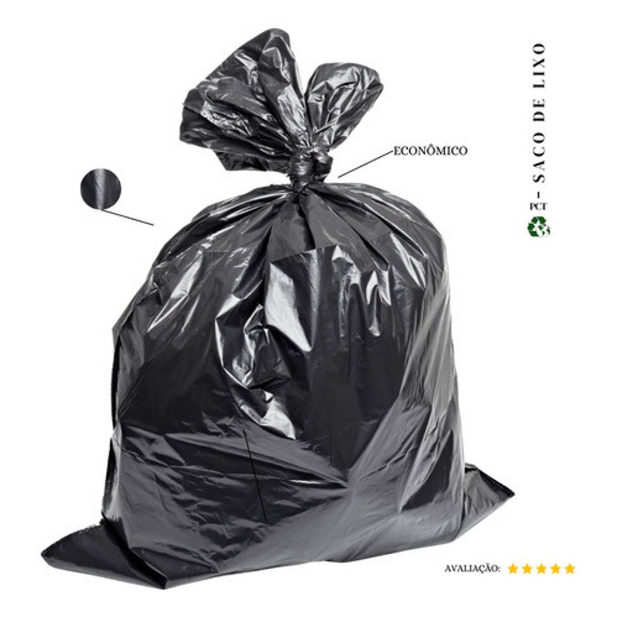 Saco De Lixo 60 Litros Economico Preto - 20 Unidades